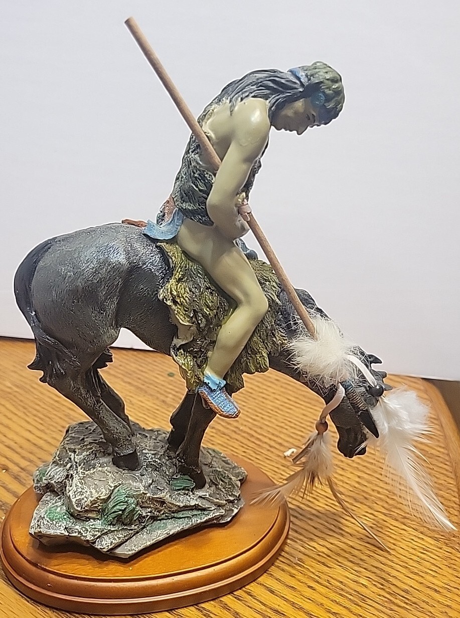 Native  American Riding Horse Spear with Feathers Warrior 10"