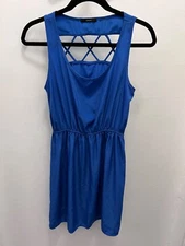 Soprano Womens/Juniors SMALL Dress Blue Short Mini With Cut Out Back Party Club