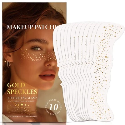 Glitter Freckles Face Tattoo - Gold - Glow Up Makeup Patches - Face Glitter Spec - Image 1 of 4