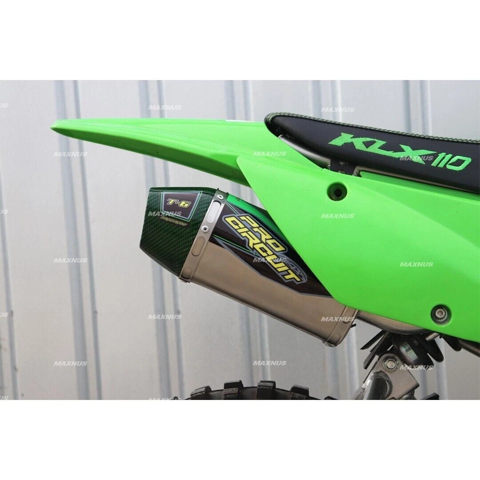 EXHAUST FULL SYSTEM STAINLESS PIPE GREEN CARBON FOR KAWASAKI KLX110R L - KLX110 Foto 3 de 4