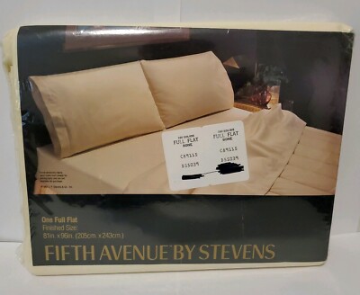 NEW Fifth Avenue No-Iron Ivory Bone Full Flat Sheet 160 Thread Count 81'' x 96'' 