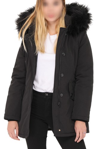 Giaccone parka imbottito no piumino con cappuccio e bordo in eco pelliccia, lisc - Picture 4 of 6