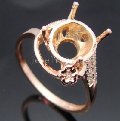 Real Diamond Anniversary Unique Semi Mount Ring 9x8mm Oval Solid 10k Rose Gold