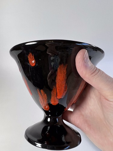 Vintage MCM Drip Glaze, Hand Painted Pottery, Lidded Candy Dish - Picture 5 of 9