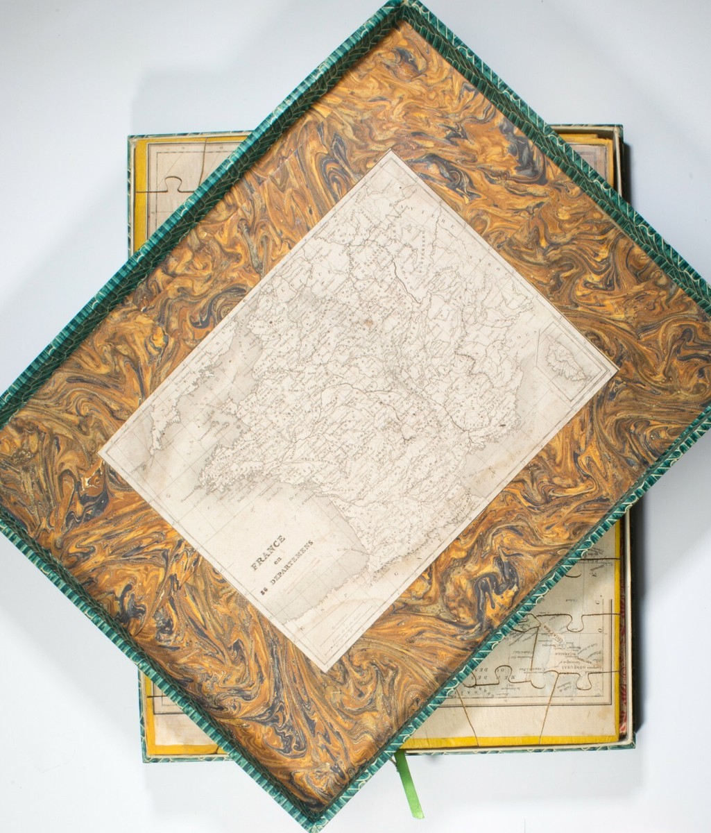 Atlas Géographique Léon Saussine – 3 Puzzles Anciens 1889 – France, Europe, Mappemonde – Boîte D'origine