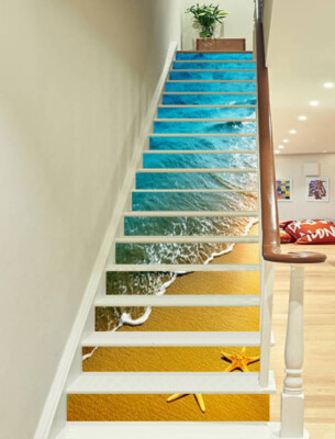 3D Sandy Beach 17 Stair Risers Decoration Photo Mural Vinyl Decal Wallpaper