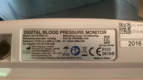 A&D MEDICAL UA-767PBT-CI  DIGITAL BLOOD PRESSURE MONITOR Tested Great - Afbeelding 3 van 8