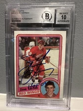 1984-85 Topps #49 Steve Yzerman Auto inscription HOF 09 Beckett 10 Authentic Aut