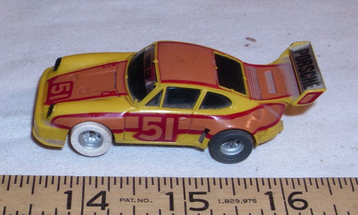 AURORA AFX #51 PORSCHE 934 RACE CAR HO SLOT CAR 1970s IN YELLOW
