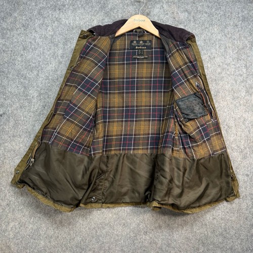 Barbour Wax Jacket Womens Size 10 Green 100% Waxed Cotton Classic Country Coat - Picture 5 of 19