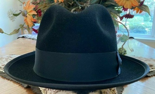 NEW MENS LINED BLACK WOOL FEDORA ALL 