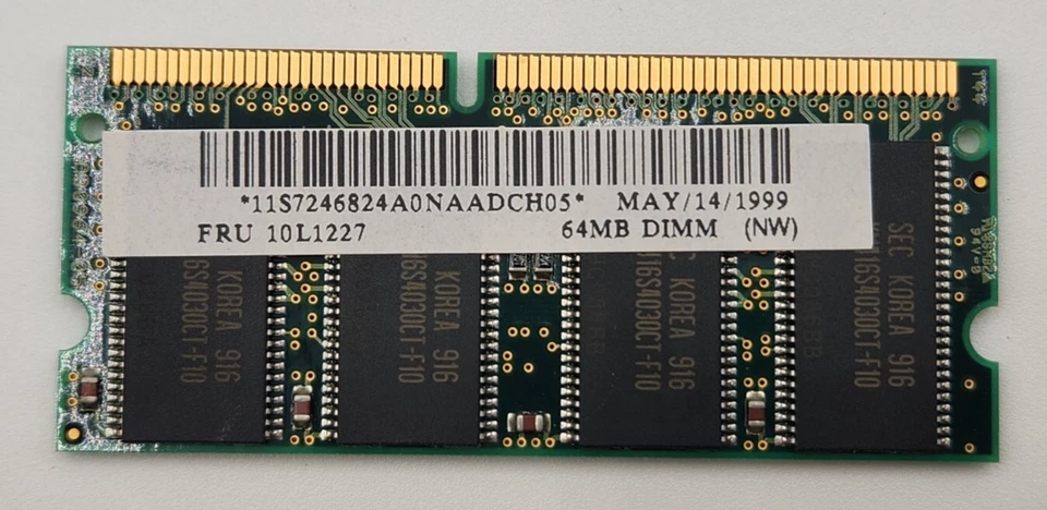 Samsung Korea 64mb Kmm466s823ct2-f0 Pc66 Sd-ram 66mhz So-dimm - Image 2 of 2