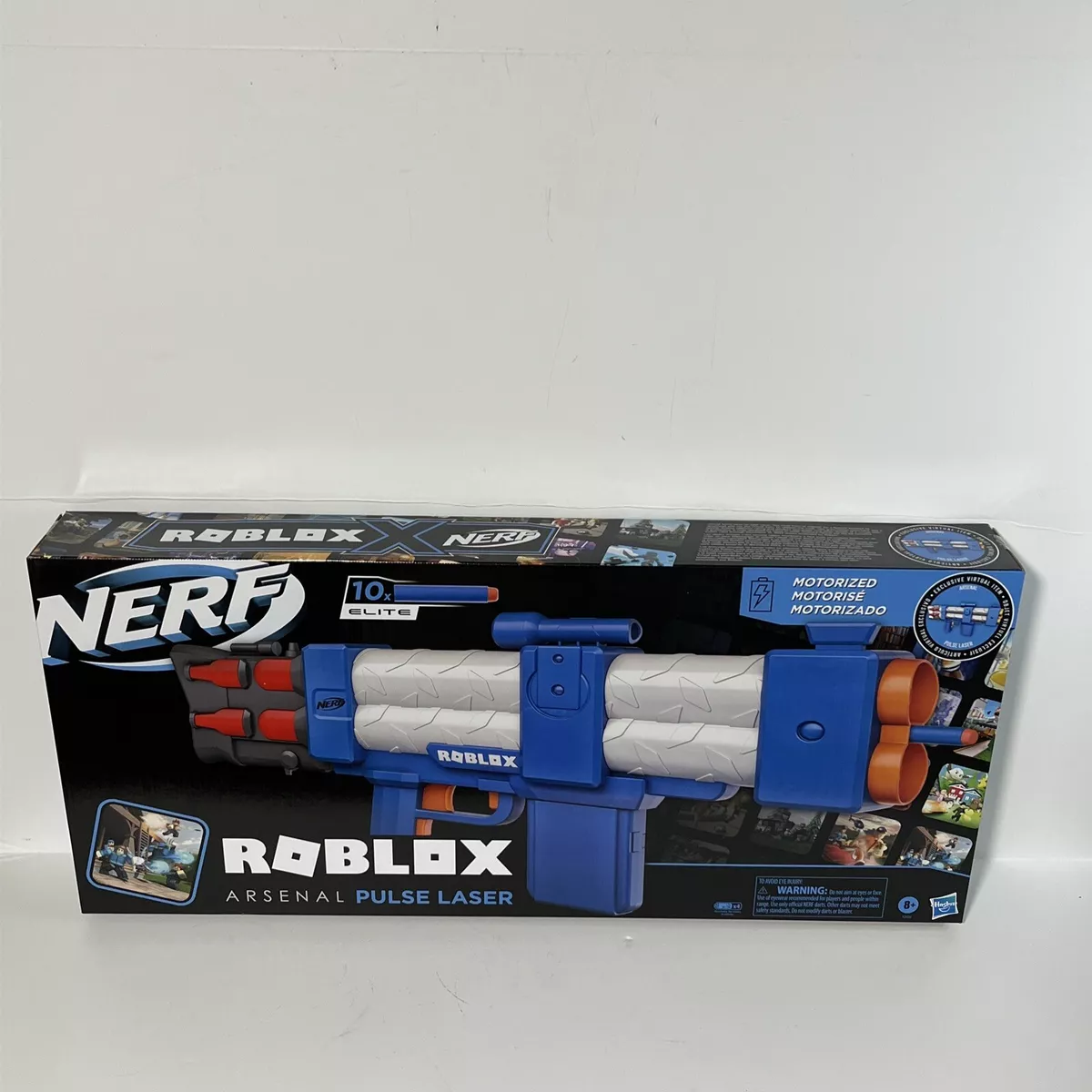 Nerf Roblox Arsenal: Pulse Laser Motorized Dart Blaster, 10 Nerf Darts,  Clip, Code to Unlock In-Game Virtual Item - Nerf