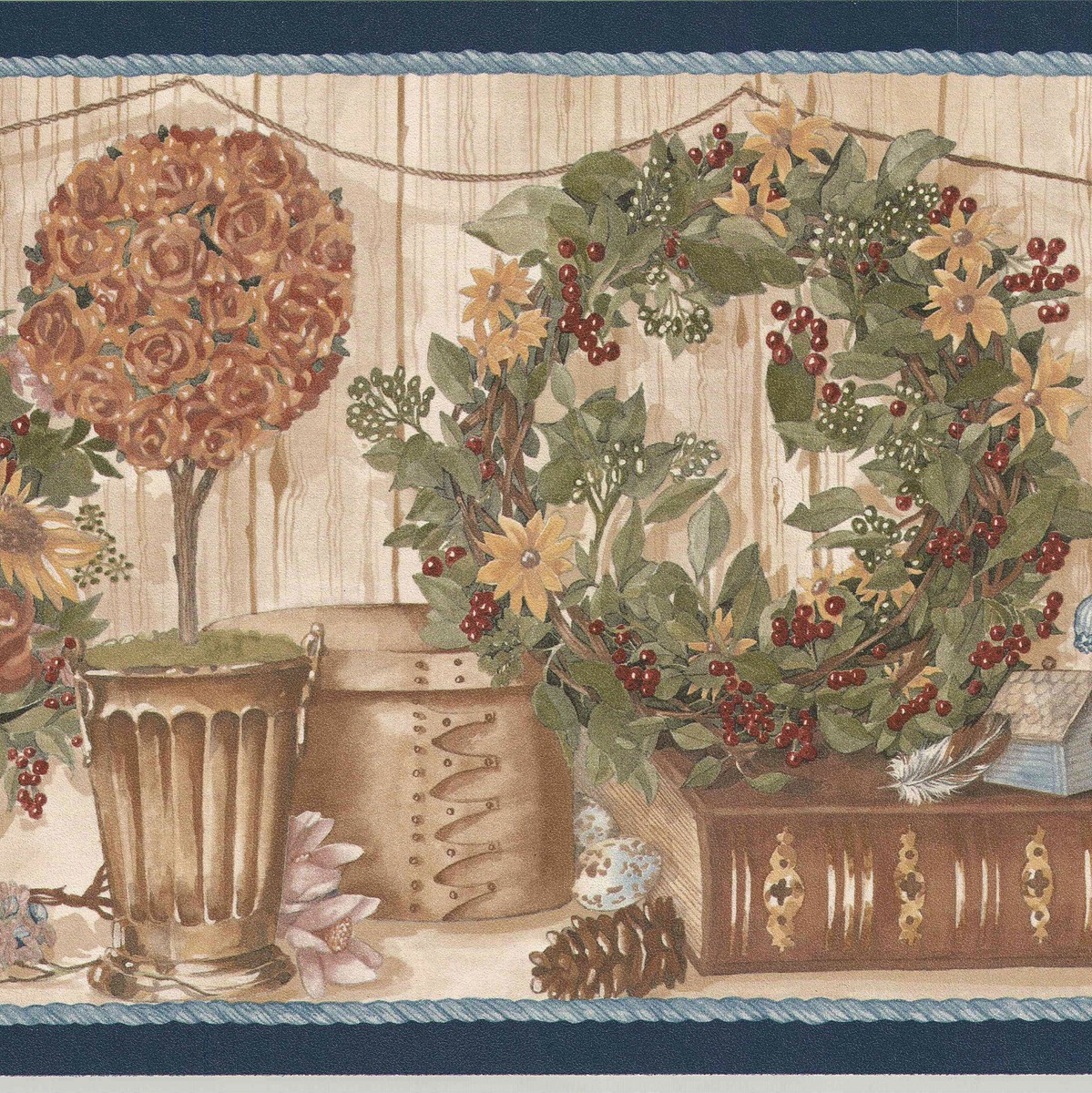 RING FLOWER POT WALLBORDER PAPER CL54111B | eBay