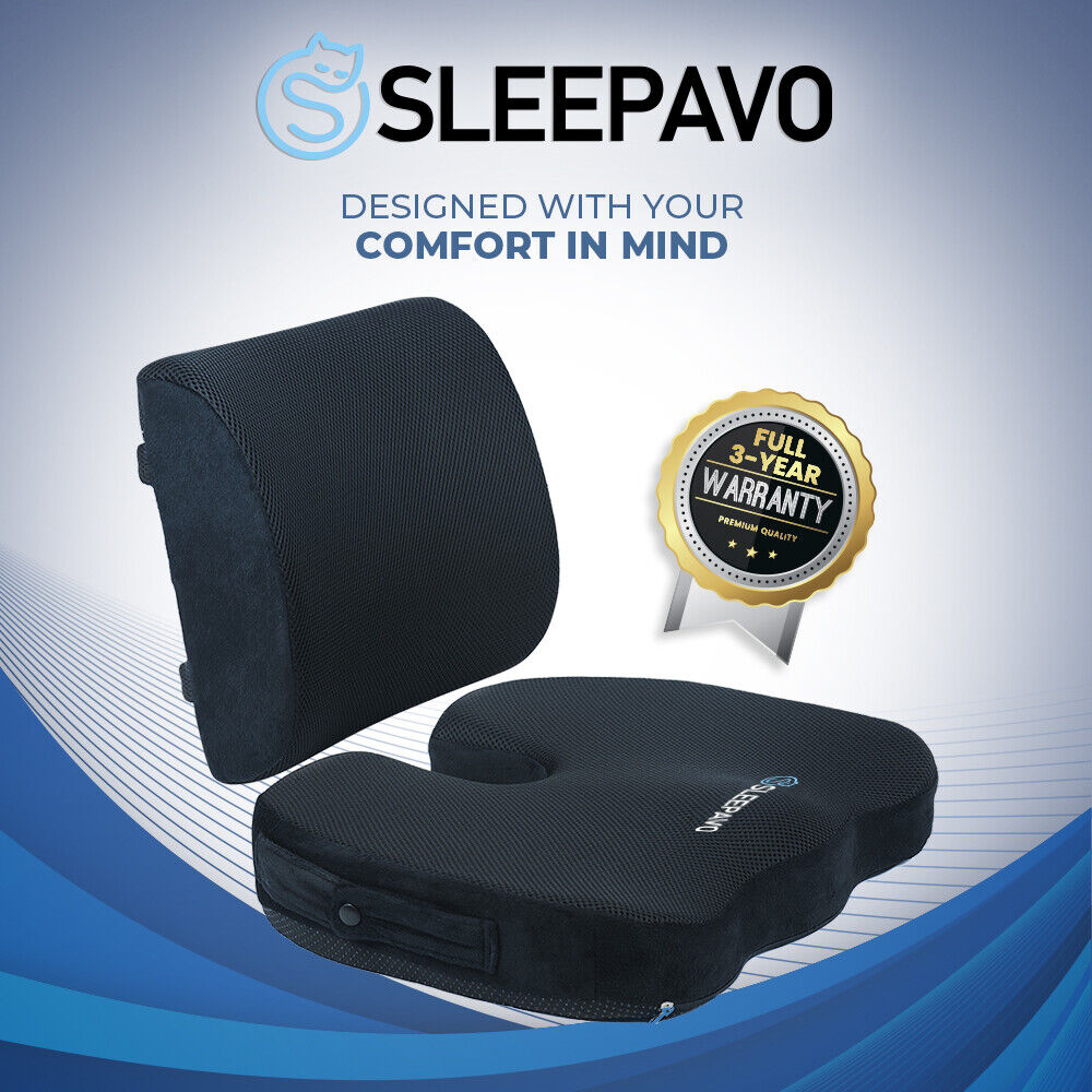 Sleepavo Memory Foam Seat Cushion for Office Chair Butt Pillow for