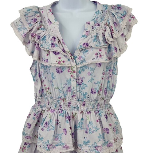 Love Shack Fancy x Target Lou Double Ruffle Purple Floral Dress Womens Size XL - Picture 3 of 11