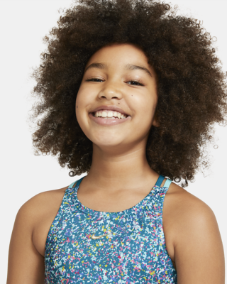 Nike Kids Pixel Blue Spiderback Bikini Set 10878 Size Large (12-13