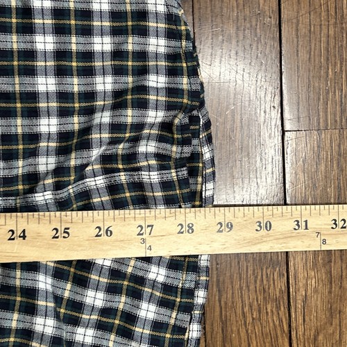 Lands End Mens Green/White Plaid Flannel Shirt Large - Picture 3 of 5