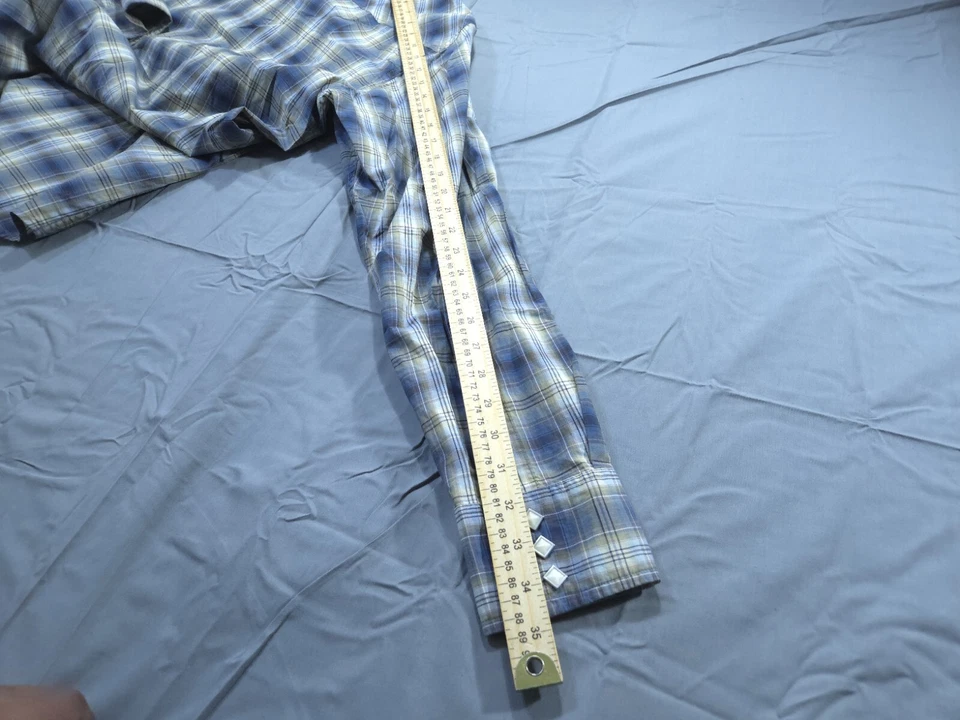 Camisa Vintage Lucky Brand Para Hombre Grande Azul Perla Diamante Vaquero Occidental Foto 4 de 4