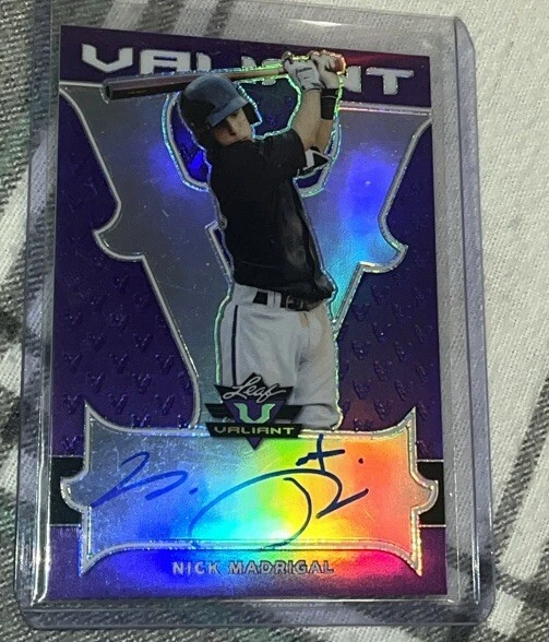 2018 Leaf Valiant NICK MADRIGAL PURPLE AUTOGRAPH AUTO! Chicago Cubs /15 - Image 3 of 4