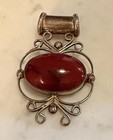 Antique 925 Sterling Silver Red Jasper Pendant Vintage 13.2 Grams Beautiful — photo 1