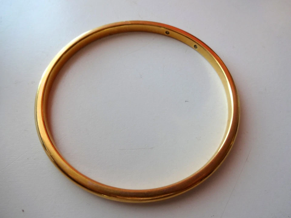 14K Yellow Gold Milor Italy Resin Bangle Bracelet 8” / 65mm diametr 6.4gr - Image 2 of 4