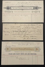 1888 - 1890 3pc Fort Collins Colorado Courier Printing & Publishing Co Billhead 