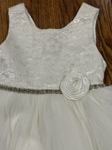 American Princess Tulle Sleeveless Formal Dress Girls Ivory Bow Size 5 - Picture 2 of 7