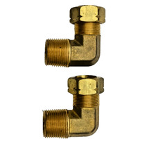 Lot of 2x Parker 169C-12-12 Brass Compression Fittings 3/4" Tube X 3/4" NPT