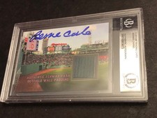 Beckett Auto Bernie Carbo Signed Custom Card W/ Fenway Park Wall Pad Piece 673