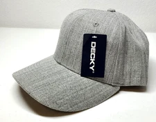 DECKY Hat 6 Panel Mid Profile Structured Baseball Snapback Cap 1015 Heather Grey