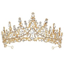 TOBATOBA Gold Crown for Women Crystal Queen Princess Tiara