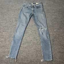 Rag Bone Skinny Jeans Womens 25 Light Wash Blue Midland Distressed Raw Hem