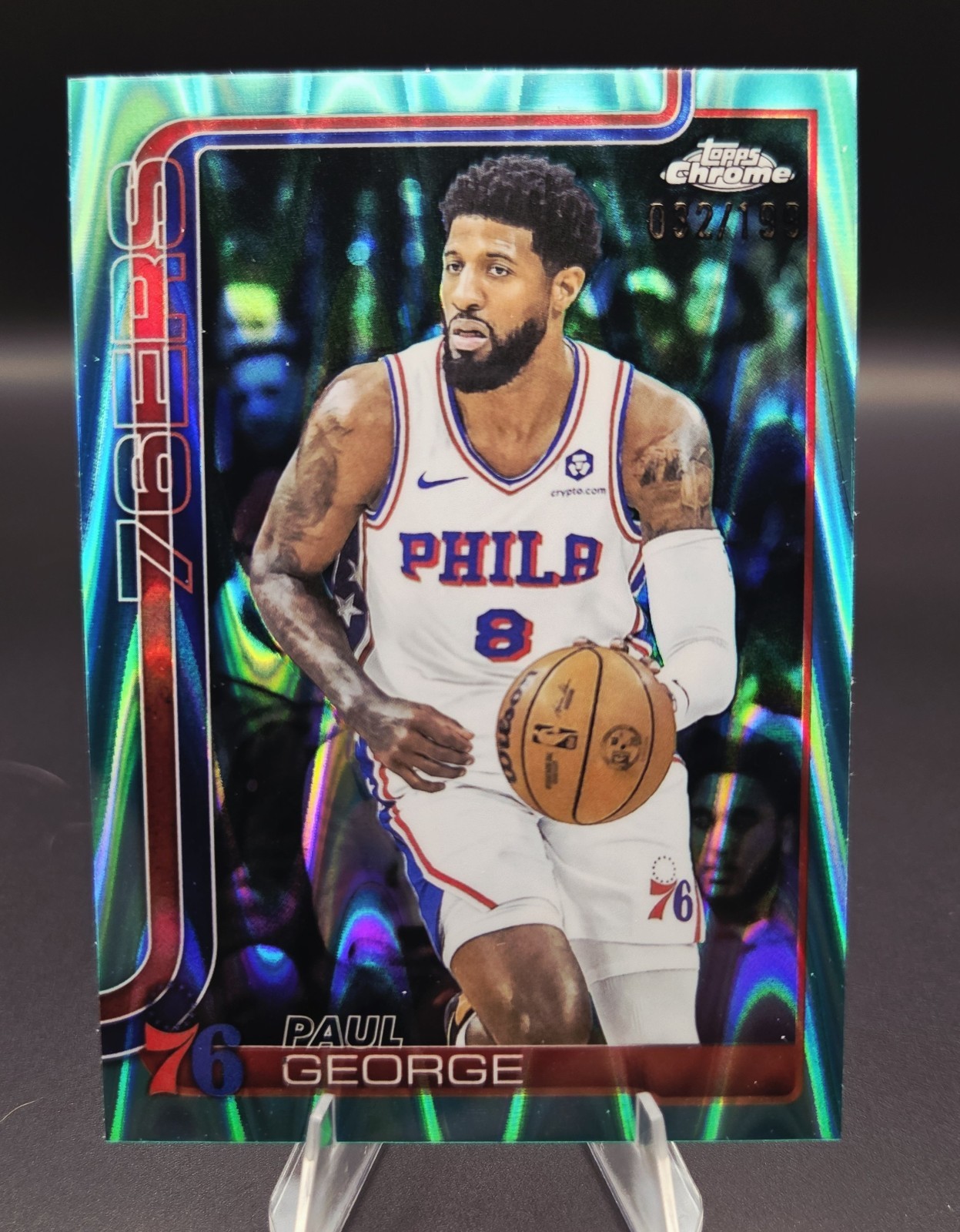 2025-26 Topps Chrome - Paul George #171 Aqua Raywave Refractor /199
