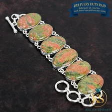 Valentines Sale 925 Silver Unakite Gemstone Mother Chain Anniversary Bracelet