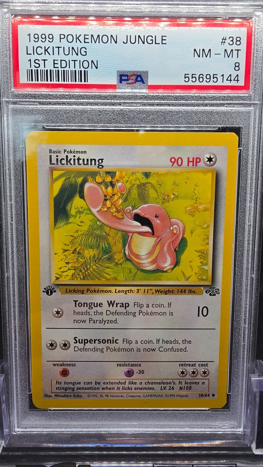 1999 POKEMON JUNGLE 1ST EDITION #38 LICKITUNG PSA 8