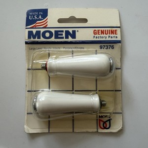 Moen 97376 Porcelain +  Chrome Replacement Handle Knob Insert Genuine Part Nwt