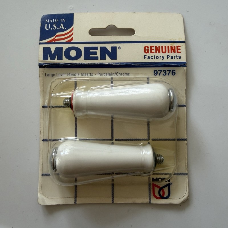 Moen 97376 Porcelain +  Chrome Replacement Handle Knob Insert Genuine Part Nwt