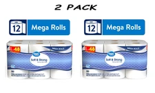 (2 PACK) Great Value Soft & Strong Premium Toilet Paper, 12 Mega Rolls
