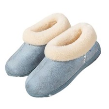 EverFoams Womens Size 5/6 Blue Microsuede Cozy Memory Foam Warm Winter Slippers