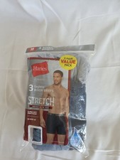 Hanes Ultimate Stretch Tagless Boxer Briefs Gray Blue Black 3 Pack Size M