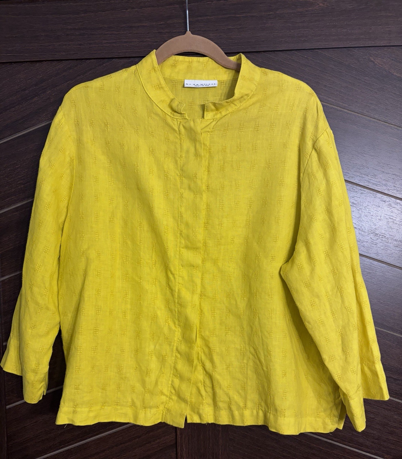Bryn Walker Women Linen Yellow 3/4 Sleeve Top Size XL Excellent
