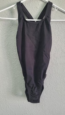 1335 New Speedo Endurance+ Swimsuit 12/28 Super Pro Back Black One Piece NWOT