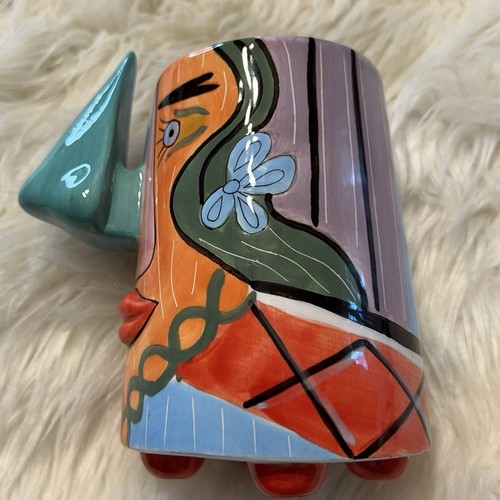 Picasso’s Large Nose Abstract Hand Painted Eye Glass Holder Mug Cup Read
