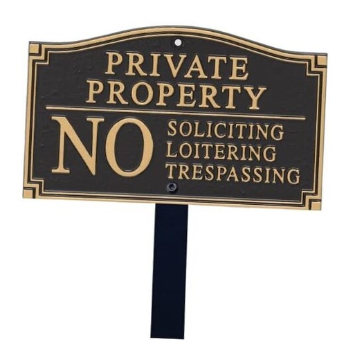 Private Property Sign for Yard, No Soliciting Loitering Trespassing Garden