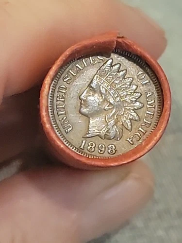 Amazing Au 1898 Indian Head &XF 1868 3 Cent Nickel Ends Of Lincoln Wheat Roll