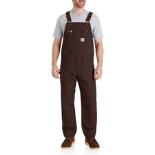 Carhartt Men's Relaxed Fit Duck Bib Overalls Dark Brown 42W x 34L Workwear