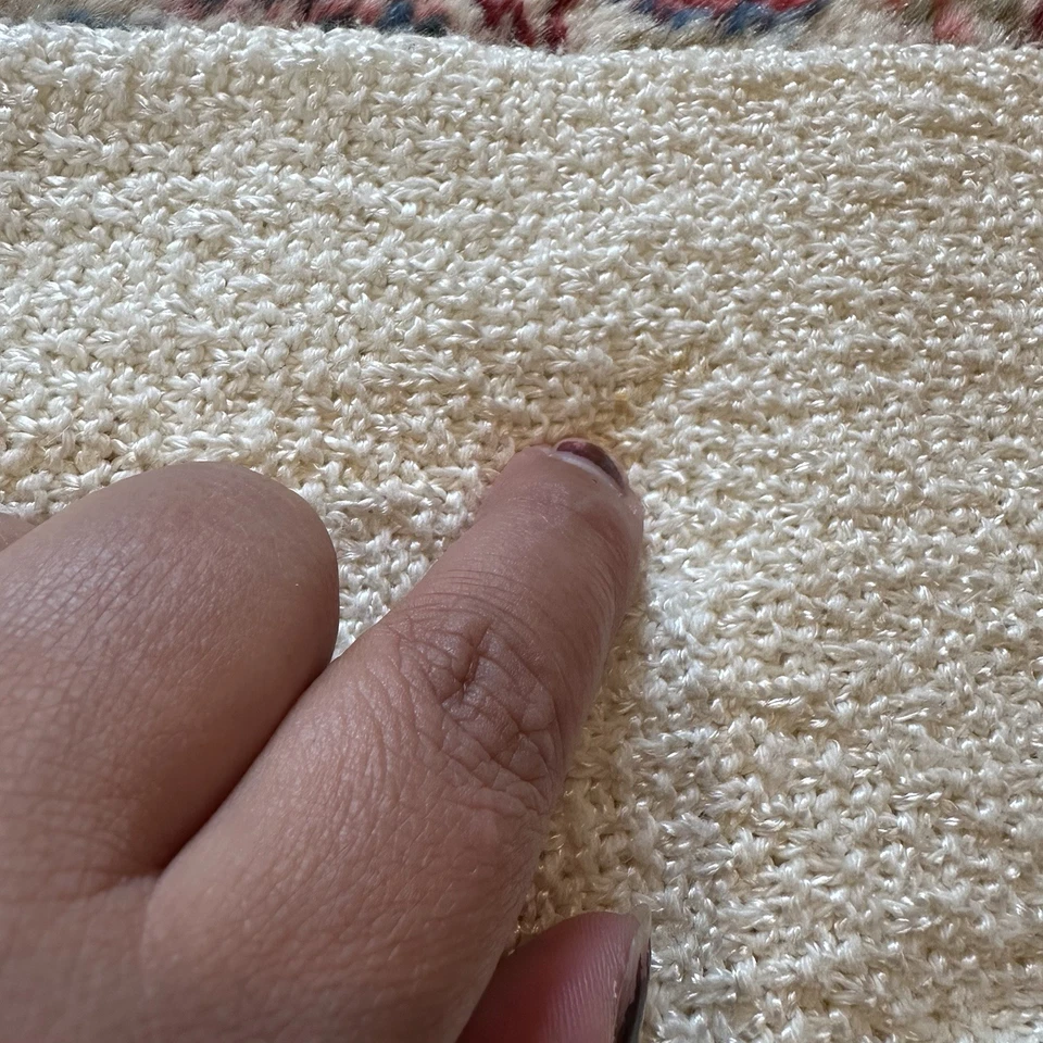 Vtg 80s Beaded Cardigan Sweater  Seed Pearl Buttons Peter Pan Flaws See Pic L - Image 4 of 4