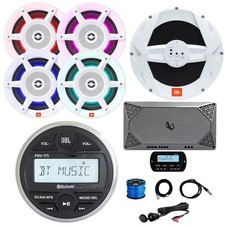 JBL Gauge Marine Receiver, Remote, Accessories, Sub, Amp, 4x 8" 500W Speakers