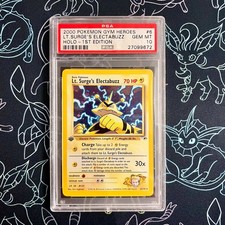 PSA 10 - Pokemon Gym Heroes Lt. Surge's Electabuzz HOLO 1st Edition